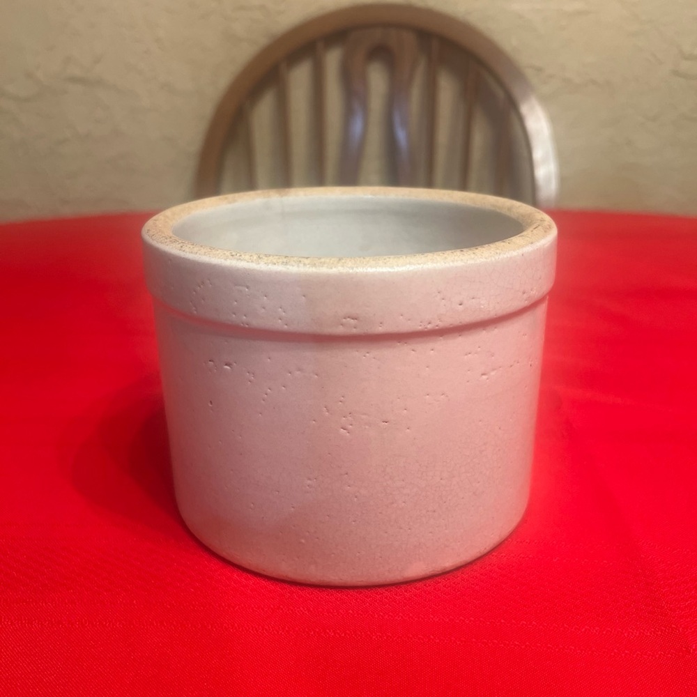 VINTAGE SALT GLAZE CROCK - 4.5" H x  6" Diameter Farmhouse Kitchen